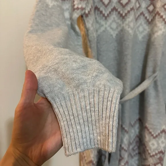 NWT Lucky Brand Gray Aztec Belted Long Sleeve Sweater Dress XL - Picture 4 of 10